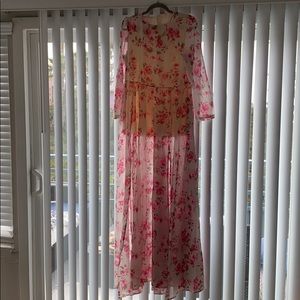 Gorgeous sheer floral dress with short liner